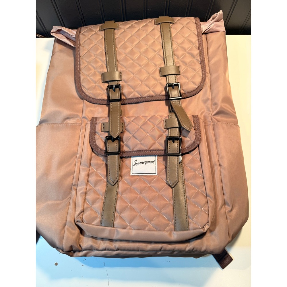 Journeyman Mauve Quilted Rucksack Backpack Buckle Straps Satin Finish Travel Bag